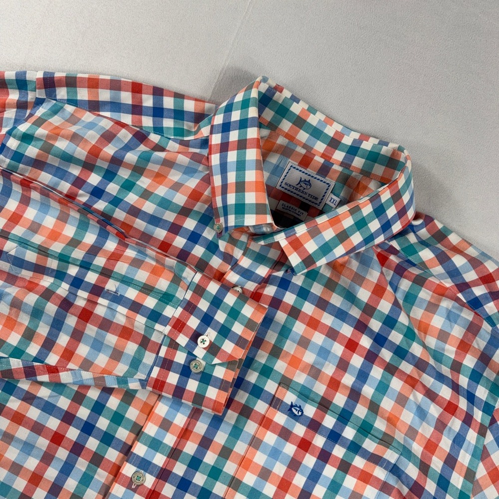 Southern Tide Button Down Shirt Plaid Classic Fit Multi Color Mens XXL